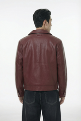 Velvaton Burgundy Men Leather Jacket