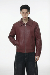 Velvaton Burgundy Men Leather Jacket