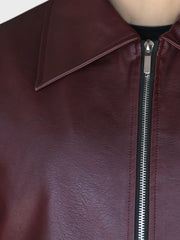 Velvaton Burgundy Men Leather Jacket