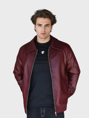 Velvaton Burgundy Men Leather Jacket