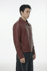 Velvaton Burgundy Men Leather Jacket